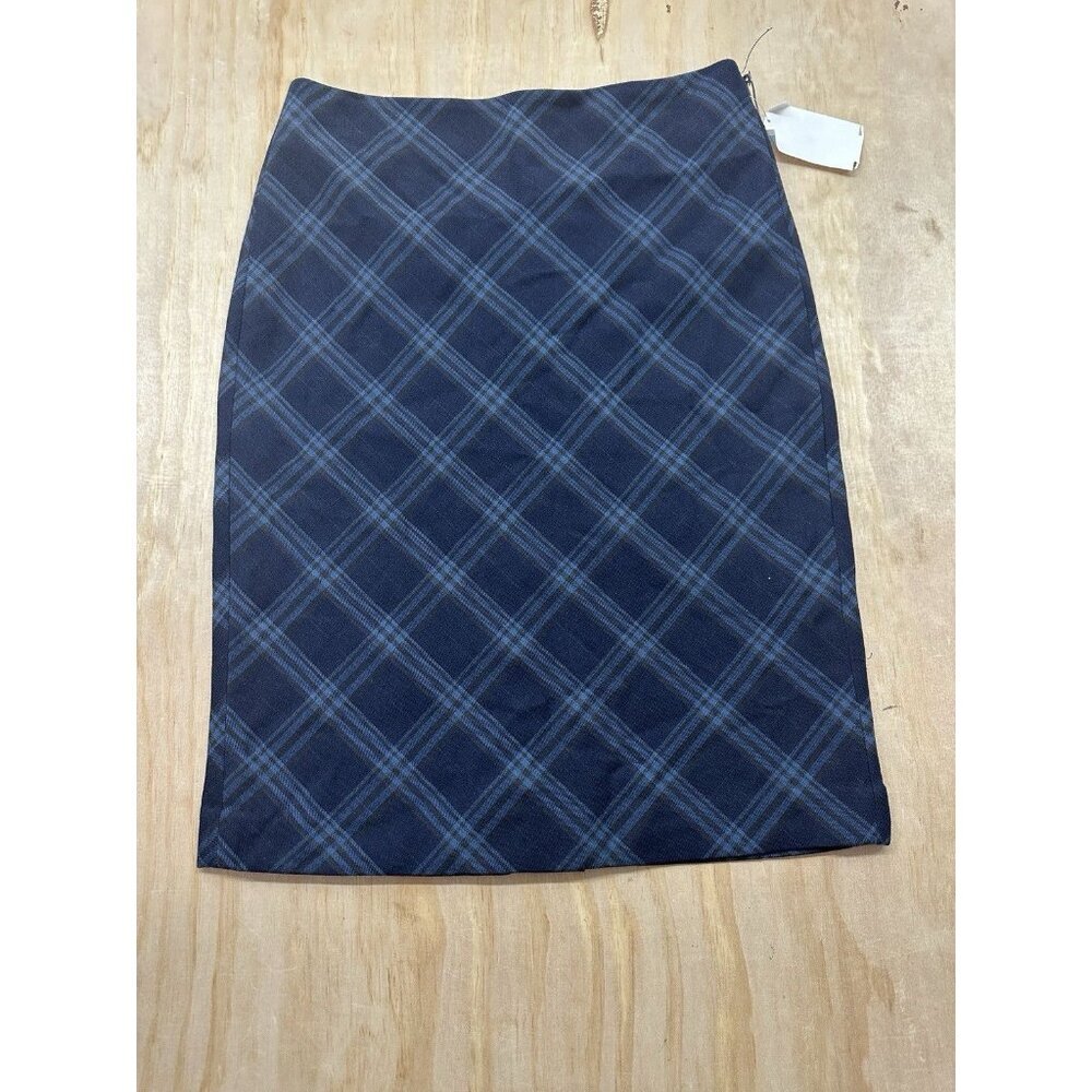 Vince‎ Camuto Plaid Pencil Skirt Sz 0 Blue Black Mini Work Career Office NWTs